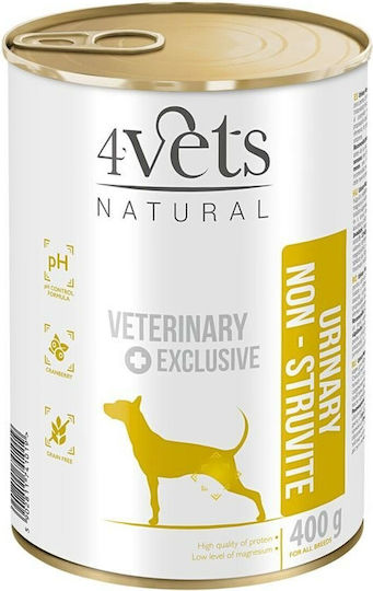 4Vets Natural Urinary No Struvit Wet Food Dogs in Cans Diet with Turkey Grain-Free & Gluten-Free 400gr