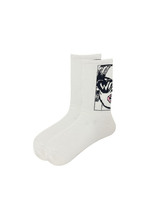 WP Κάλτσες με Σχέδια Λευκές