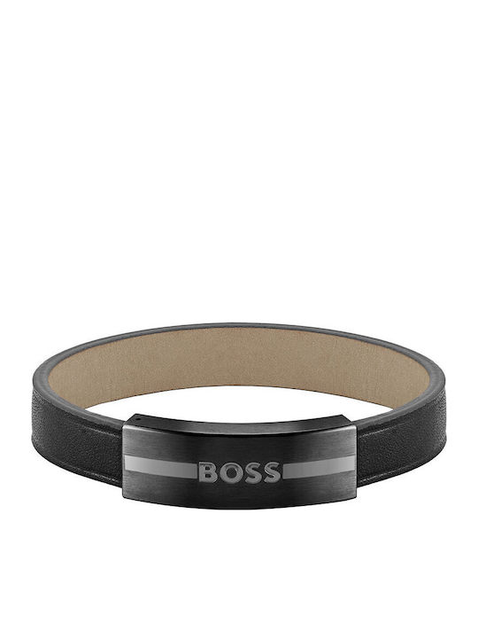 Boss Ανδρικό Βραχιόλι Χειροπέδα από Δέρμα 19cm