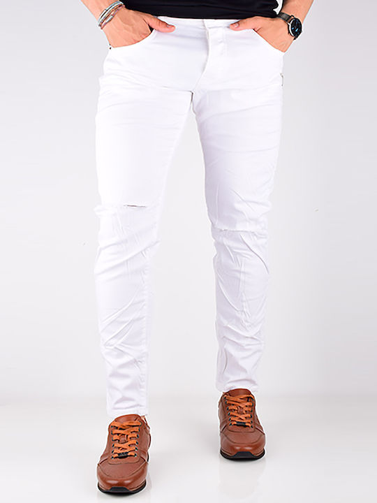 Παντελόνι Chino Ελαστικό σε Slim Εφαρμογή Λευκό