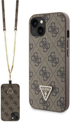 Guess Plastic / Metallic Back Cover with Strap Brown (iPhone 14Apple iPhone 14)