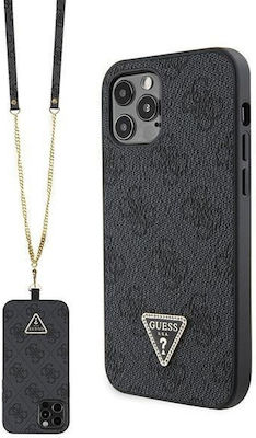 Guess Plastic / Metallic Back Cover with Strap Black (iPhone 12 / 12 ProApple iPhone 12/12 Pro)