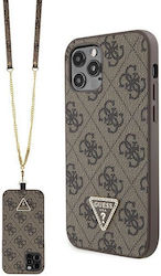 Guess Plastic / Metallic Back Cover with Strap Brown (iPhone 12 / 12 ProApple iPhone 12/12 Pro)