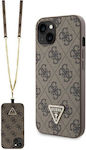 Guess Plastic / Metallic Back Cover with Strap Brown (iPhone 13Apple iPhone 13)