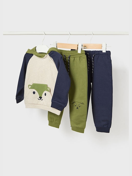 Mayoral Kids Sweatpants Set Navy Blue 3pcs