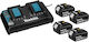Makita Set 4 Tool Batteries Lithium 18V Capacity 5Ah with Charger DC18RD