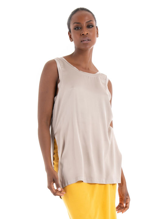 Black & Black Women's Summer Blouse Sleeveless Gray