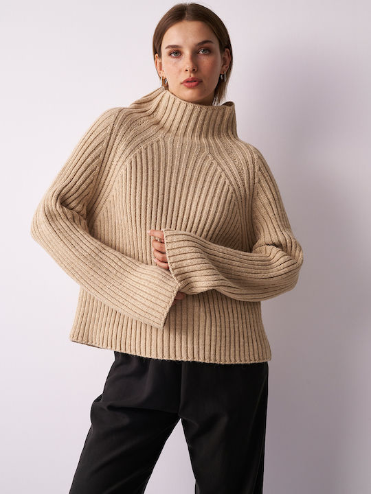 Black & Black Women's Long Sleeve Sweater Beige