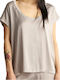 Black & Black Women's Summer Blouse Short Sleeve Gray