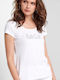 Bill Cost Women's Summer Blouse Short Sleeve White