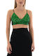 Γυναικείο Καλοκαιρινό Crop Top με Τιράντες & V Λαιμόκοψη Πράσινο