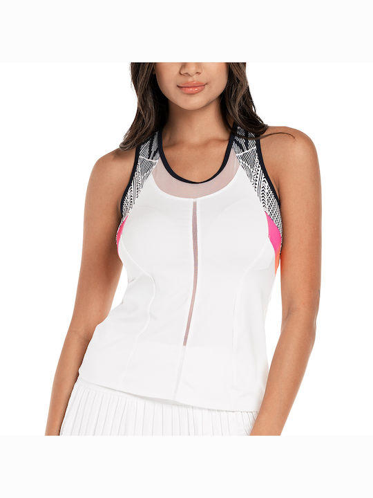 Lucky In Love Women's Athletic Blouse Sleeveless White