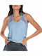 Women's Athletic Blouse Sleeveless with Sheerness Light Blue