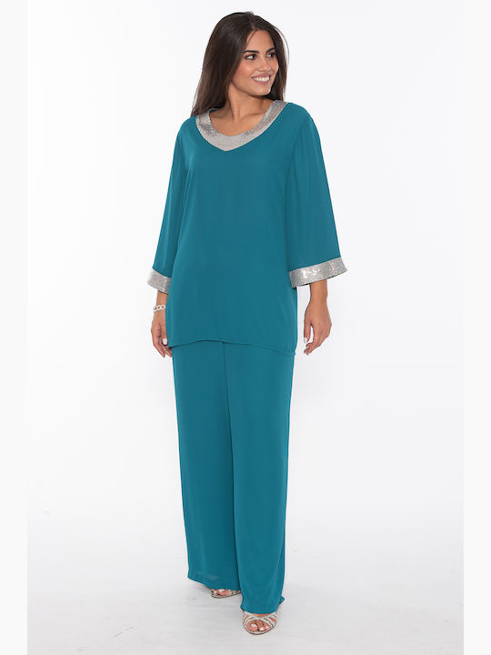 Korinas Fashion Women's Summer Blouse with 3/4 Sleeve Blue