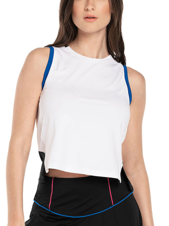 Lucky In Love Women's Athletic Crop Top Sleeveless White