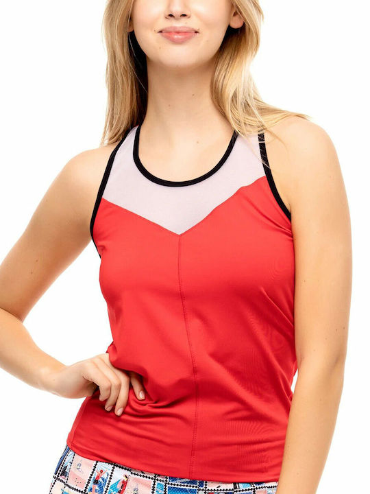 Lucky In Love Women's Athletic Blouse Sleeveless Red