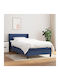 Bett Einzelbett Mit Stoff bezogen Blau mit Latten & Matratze 82x200cm