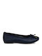 Lederne Damen Ballerinas in Marineblau Farbe