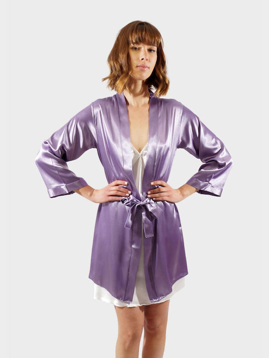 G Secret Sommer Damen Satin Robe Lila