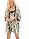 Potre Summer Women's Cotton Robe with Pyjama Green