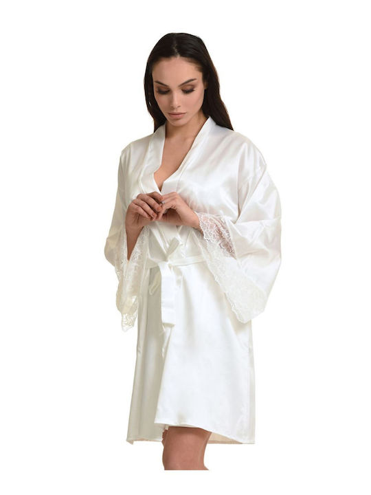 Miss Rosy Summer Bridal Women's Satin Robe Beige