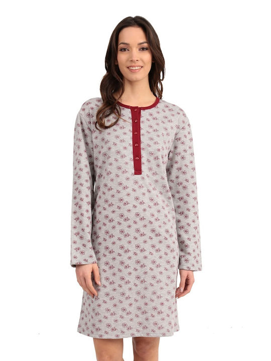 Lydia Creations Winter Fleece Women's Nightdress Burgundy