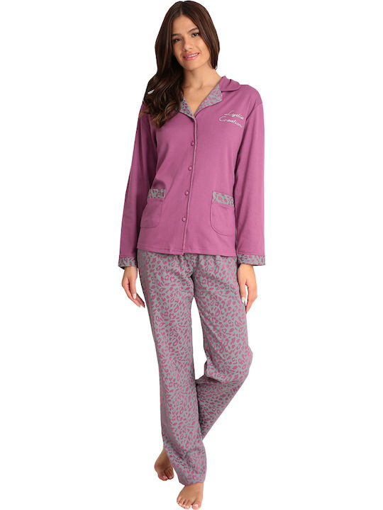 Lydia Creations Iarnă Set pijama femei Violet