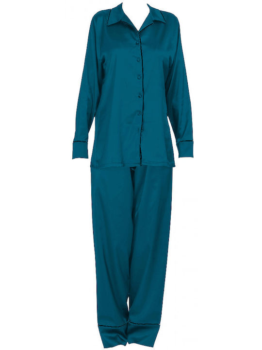 Miss Rosy De iarnă Set Pijamale pentru Femei Satin Verde