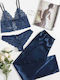 Merry See Set Pijamale pentru Femei Satin Albastru