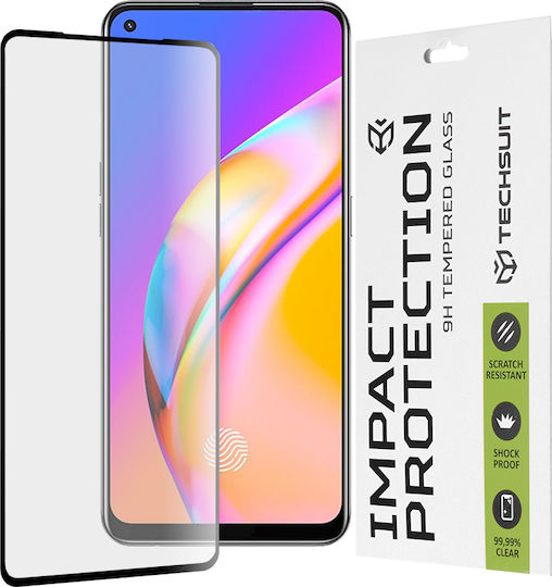 Techsuit Vollkleber Vollflächig gehärtetes Glas Schwarz (Oppo A74 4G/A94/A95/Find X5 Lite/Reno5 Lite/Reno5 Z/Reno7 5G/Realme 9 4G/9 Pro+)