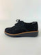 Suede Γυναικεία Flatform Oxfords σε Μαύρο Χρώμα