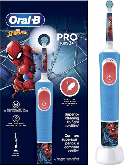 Oral-B Vitality Pro Children's Electric Toothbrush with Chronograph for 3+ Years Spiderman with Replacement Heads