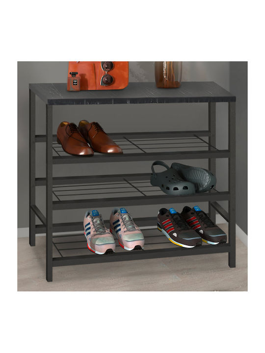 Dalia Wooden Shoe Organizer with 3 Shelves Black 65x30x67cm