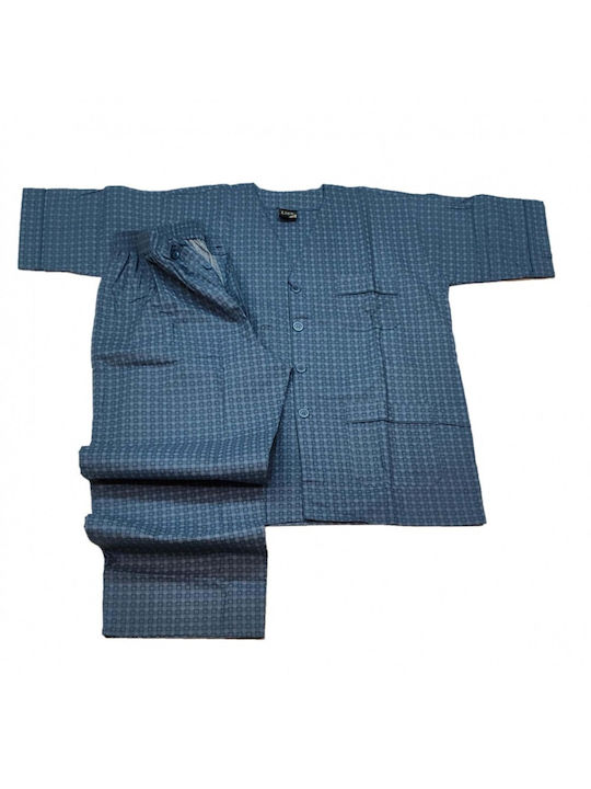 Lion Men's Summer Pajamas Set Blue