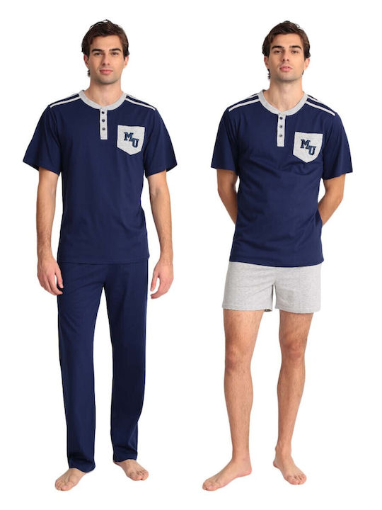 Lydia Creations Καλοκαιρινό Ανδρικό Παντελόνι Πιτζάμας Navy Μπλε