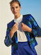 Long Women's Cardigan with Buttons Blue