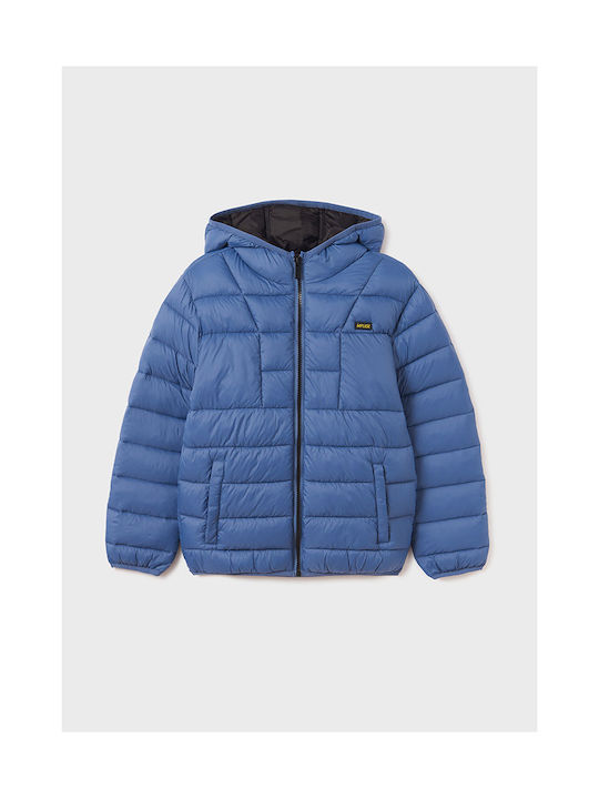 Mayoral Boys Quilted Coat Blue with Ηood