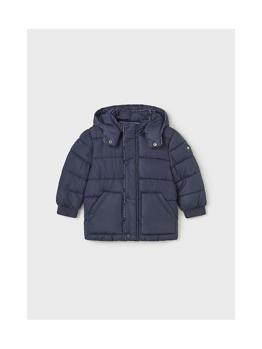 Mayoral Boys Quilted Coat Navy Blue with Ηood