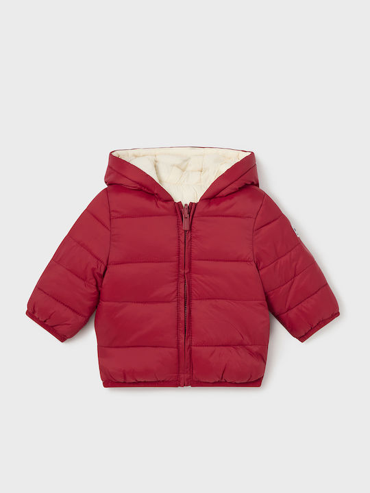 Down Kids Casual Short Double Sided Hooded Burgundy