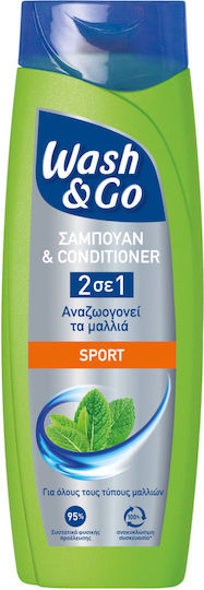 Wash & Go Sport 2 in 1 Σαμπουάν Ενυδάτωσης για Όλους τους Τύπους Μαλλιών 360ml
