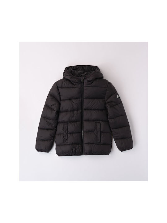 iDO Boys Quilted Coat Black with Ηood 4