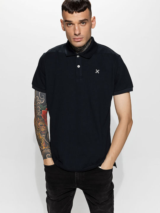 HoodLoom Men's Short Sleeve Blouse Polo Black