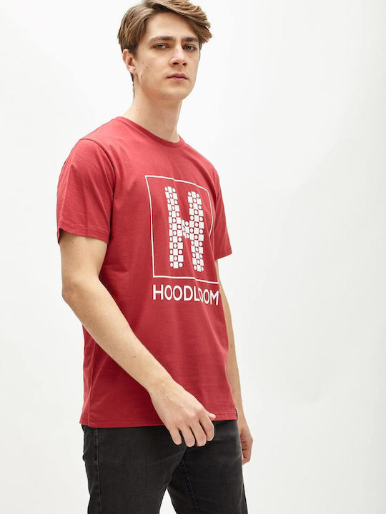 HoodLoom Ανδρικό T-shirt Κοντομάνικο Κόκκινο