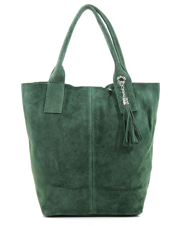 Leather Women's Bag Shopper Shoulder Green