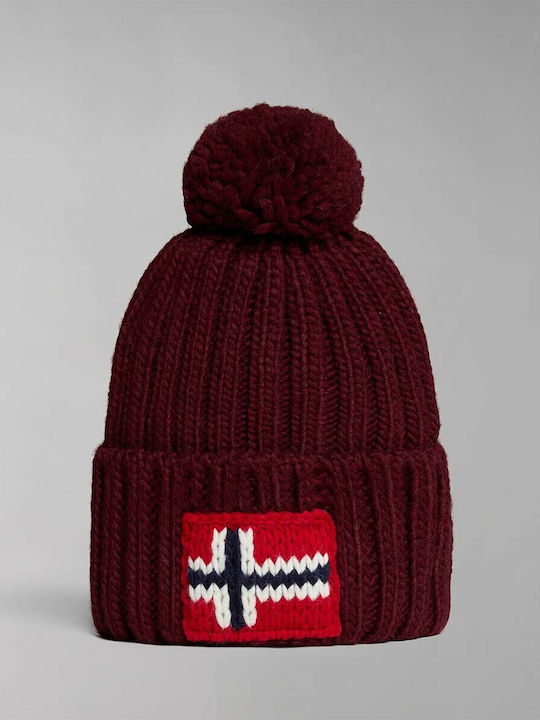 Semiury Pom Pom Beanie Unisex Căciulă Tricotat în culoarea Burgundy
