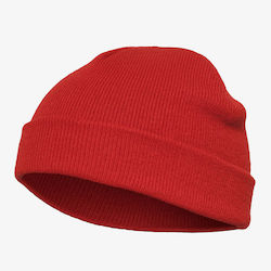 Yupoong Beanie Unisex Σκούφος Πλεκτός σε Κόκκινο χρώμα