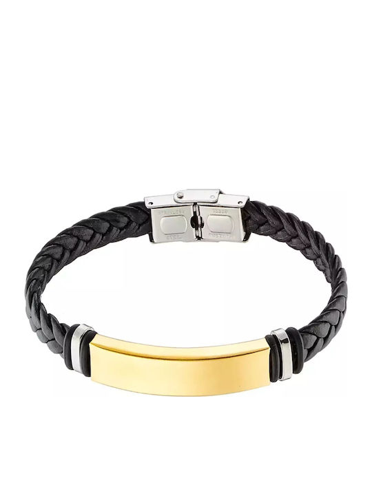 Art Men's Bracelet Id made of Steel Gold Plated