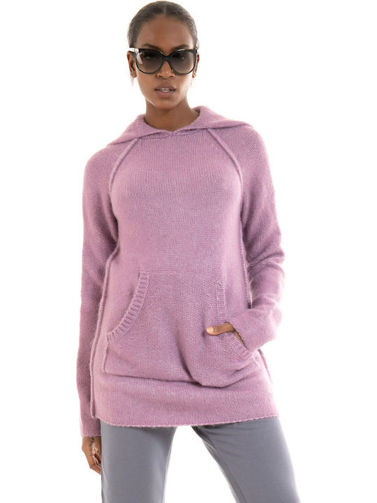 Deha D53202 Women's Long Sleeve Sweater with Hood Lilac D53202-45402