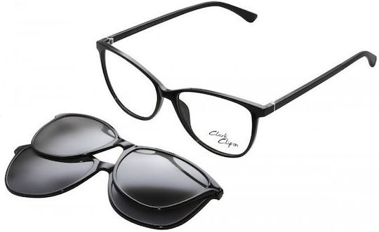 Clark Eyeglass Frame Schmetterling with Clip On Schwarz K1236 C1
