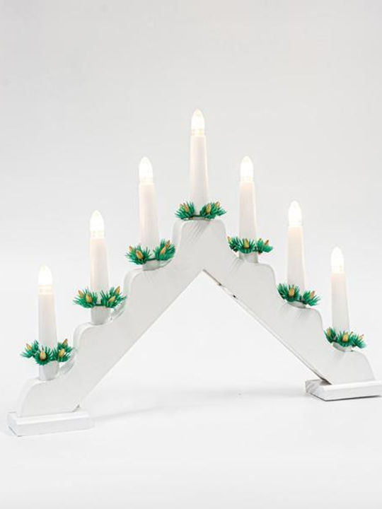 Eurolamp Christmas Wood White Candlestick 39x30cm